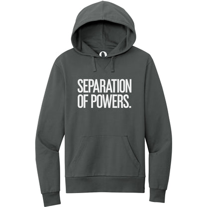 "Separation of Powers." Quorum Pullover Hoodie editorial print in Terrain Grey
