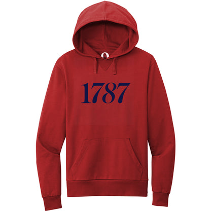 "1787." Quorum Pullover Hoodie front print in Revolution Red
