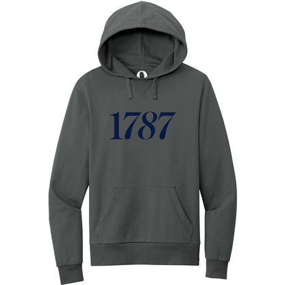"1787." Quorum Pullover Hoodie front print in Terrain Grey