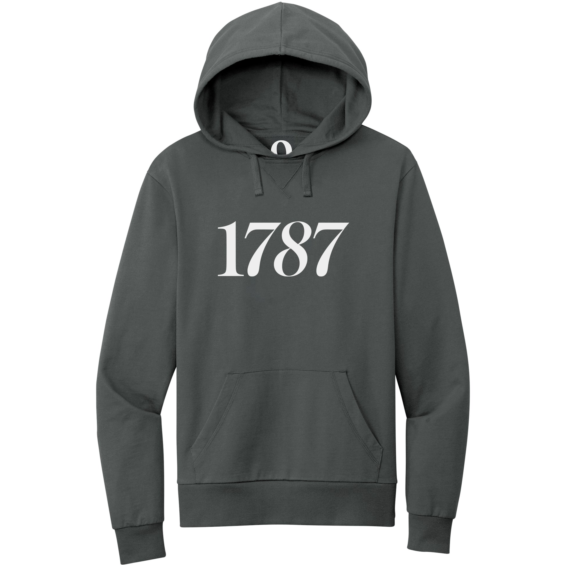 "1787." Quorum Pullover Hoodie editorial print in Terrain Grey