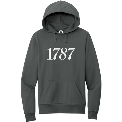 "1787." Quorum Pullover Hoodie editorial print in Terrain Grey