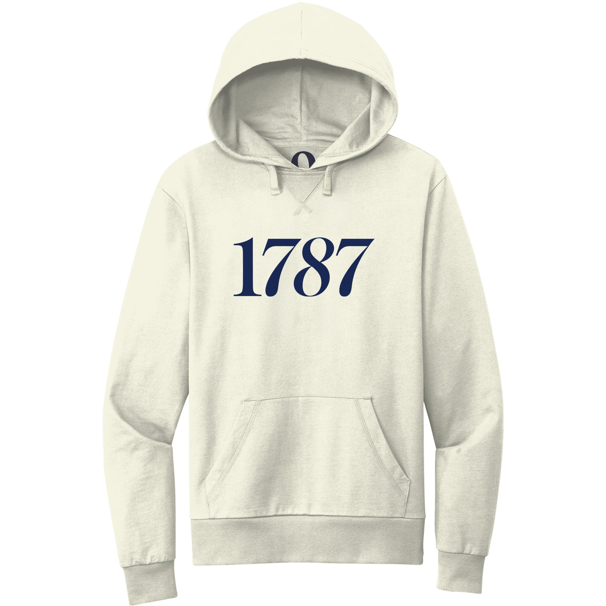 "1787." Quorum Pullover Hoodie front print in White Sand