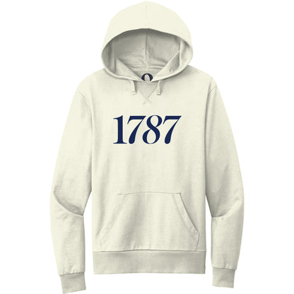 "1787." Quorum Pullover Hoodie front print in White Sand