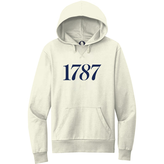 "1787." Quorum Pullover Hoodie front print in White Sand