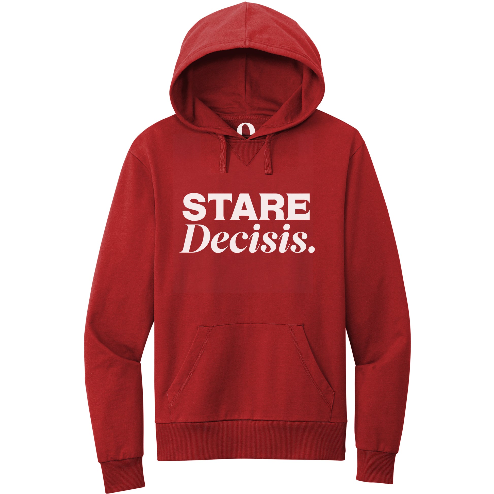 "Stare Decisis." Quorum Pullover Hoodie editorial print in Revolution Red