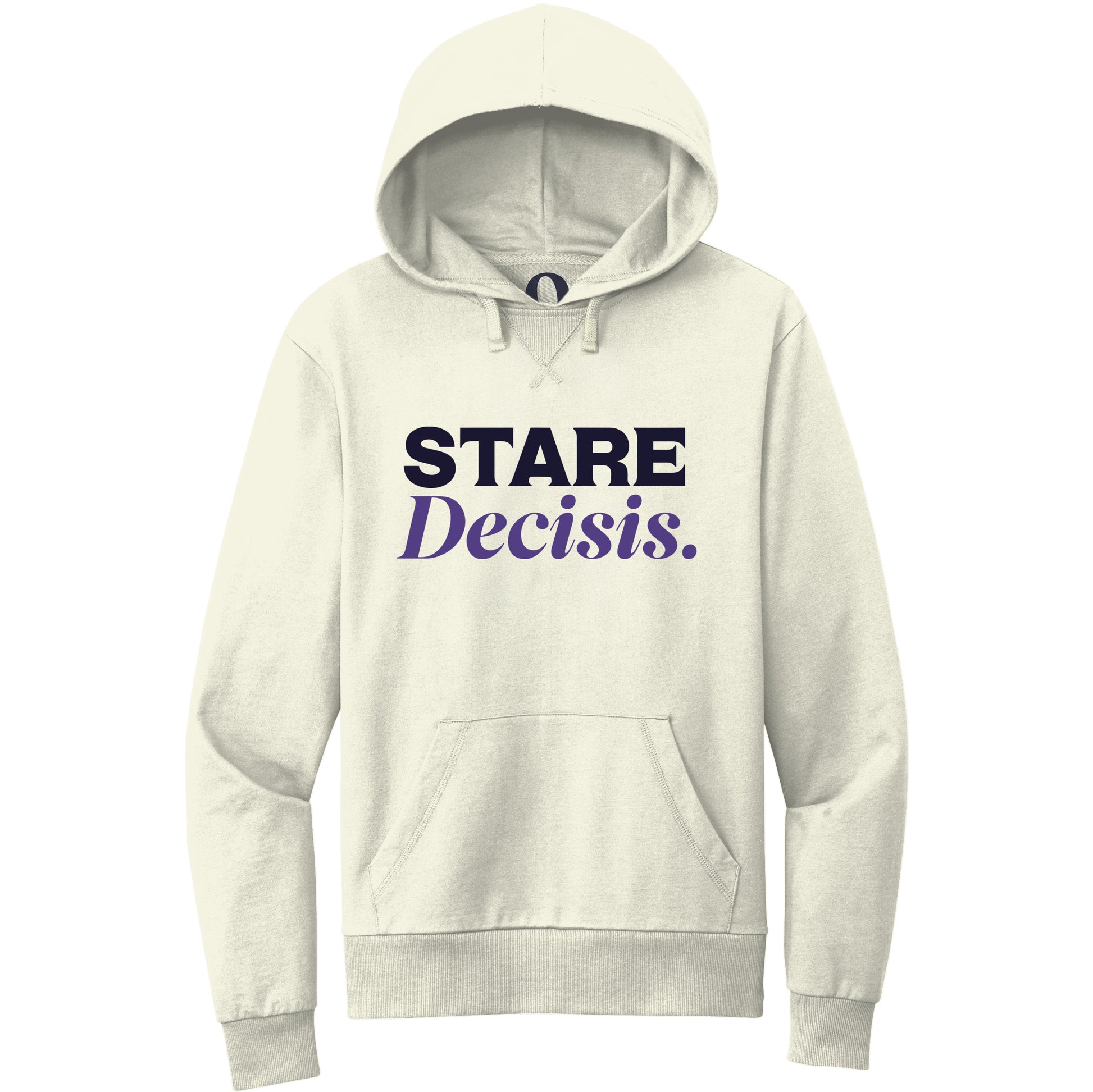 "Stare Decisis." Quorum Pullover Hoodie front print in White Sand