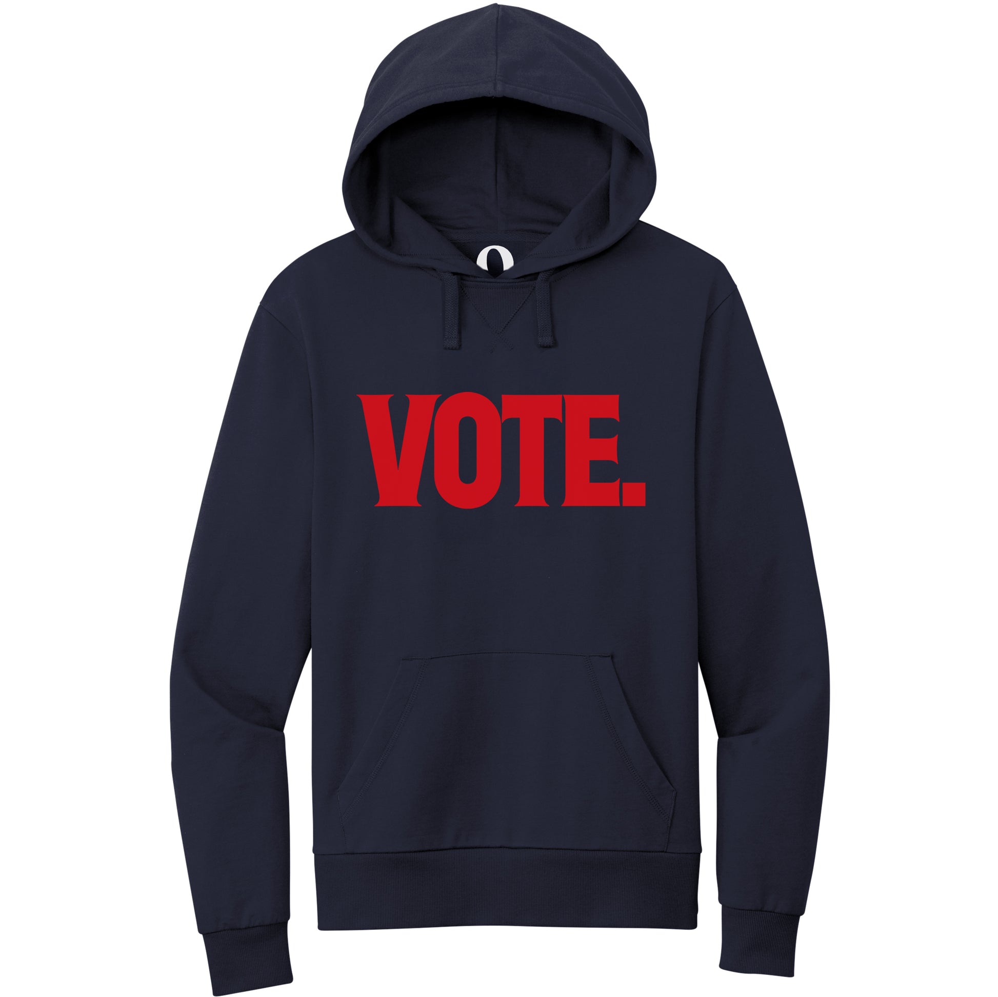 "Vote." Quorum Pullover Hoodie front print in Night Sky Navy