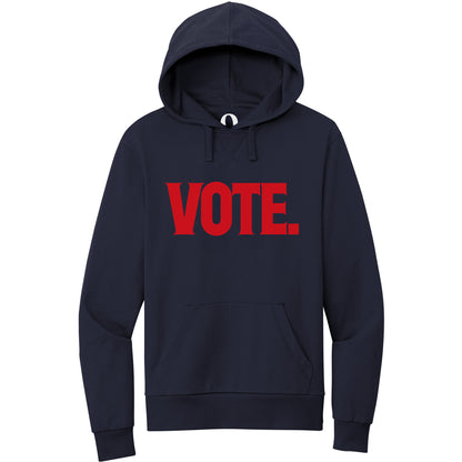 "Vote." Quorum Pullover Hoodie front print in Night Sky Navy
