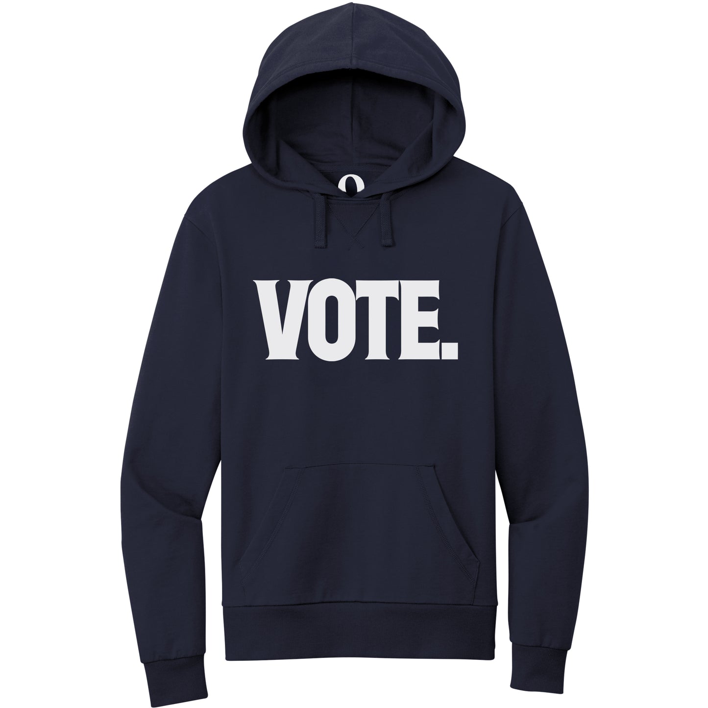 "Vote." Quorum Pullover Hoodie editorial print in Night Sky Navy