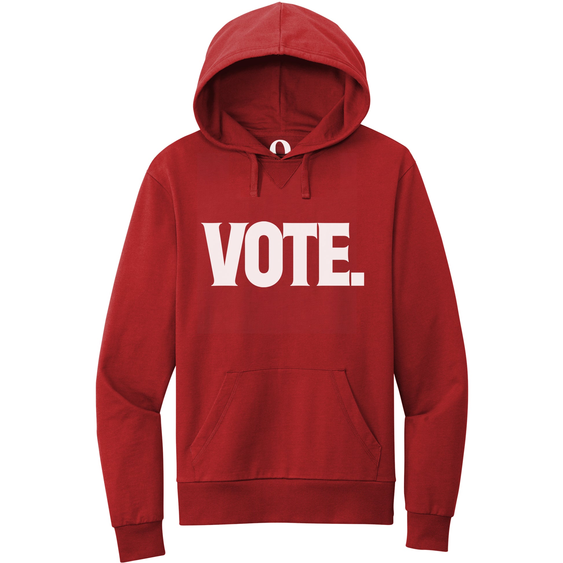 "Vote." Quorum Pullover Hoodie editorial print in Revolution Red
