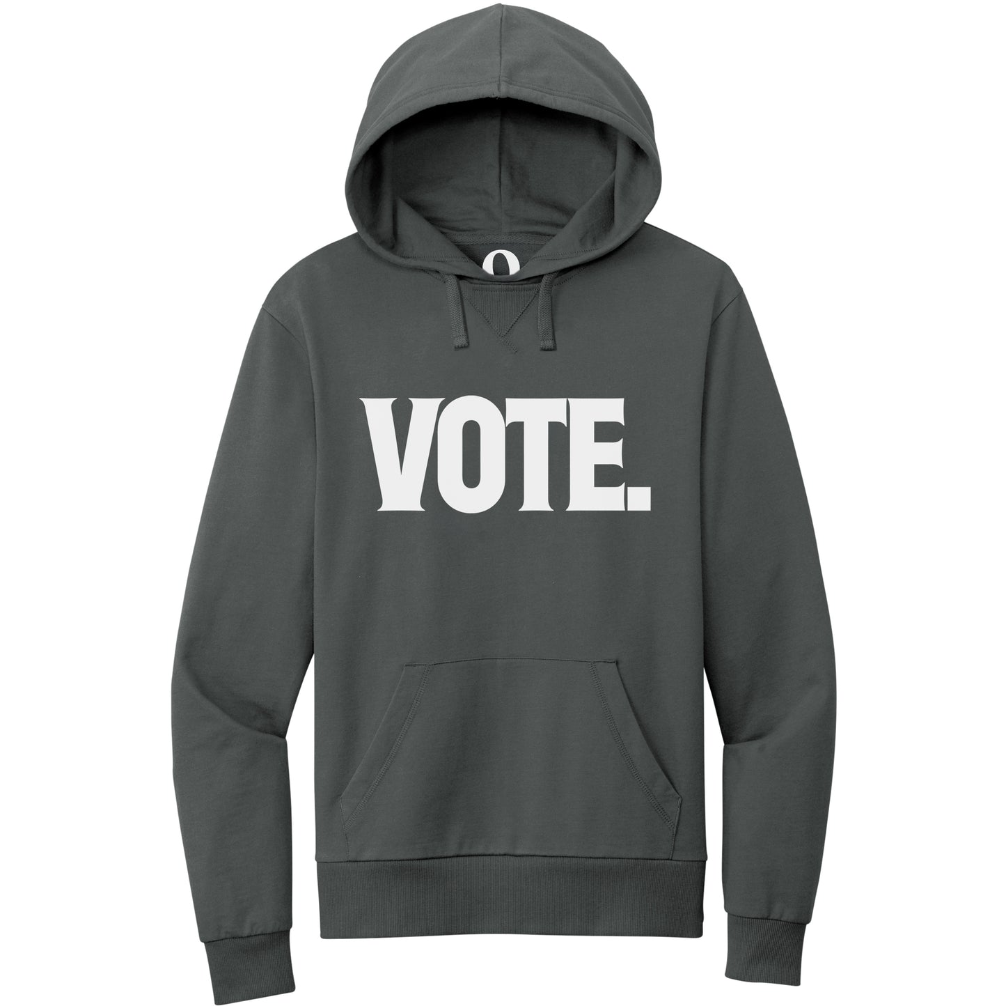 "Vote." Quorum Pullover Hoodie editorial print in Terrain Grey
