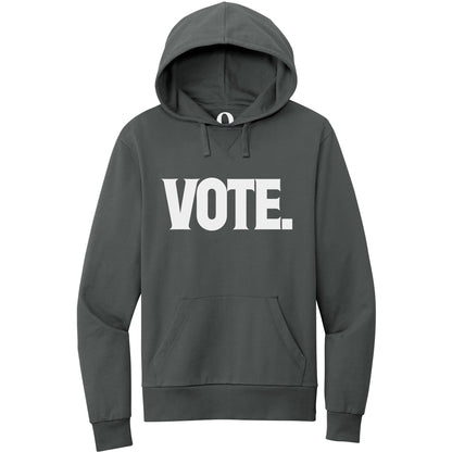 "Vote." Quorum Pullover Hoodie editorial print in Terrain Grey