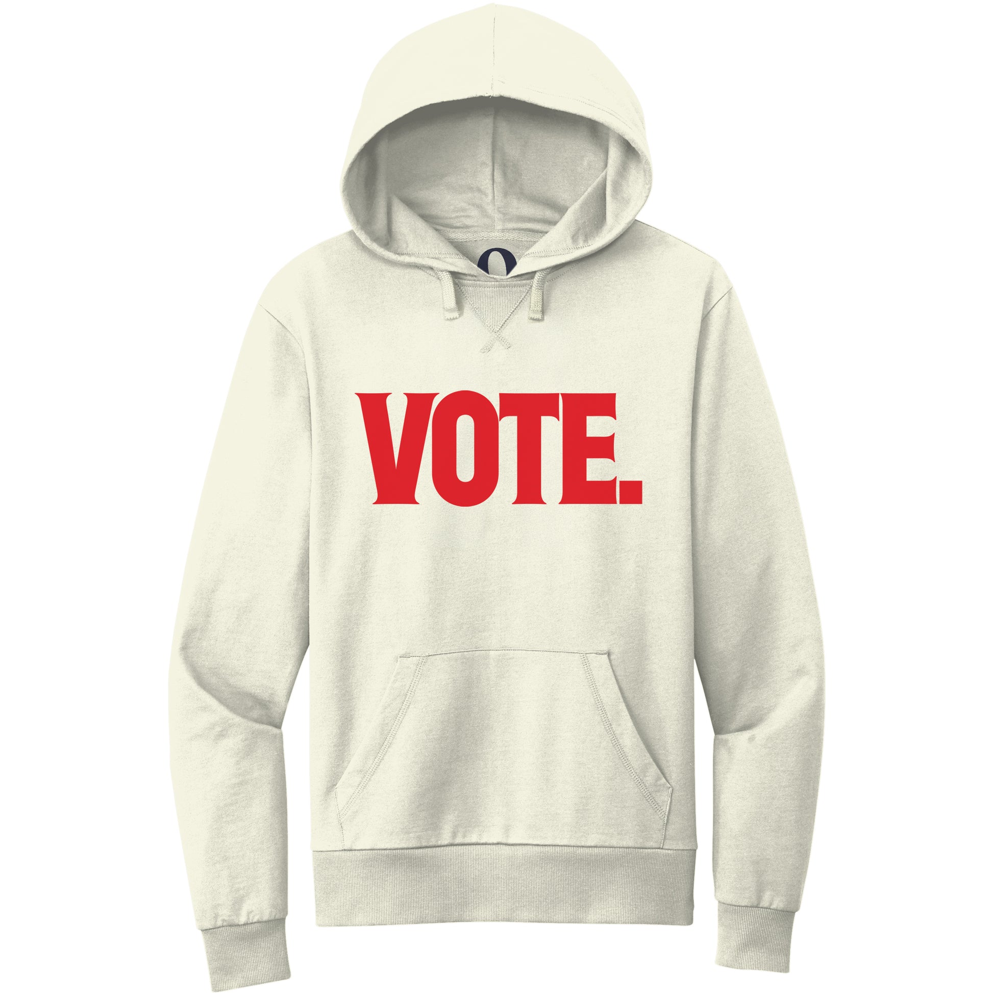 "Vote." Quorum Pullover Hoodie front print in White Sand