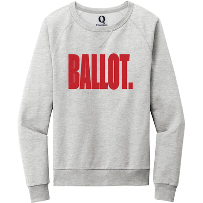 "Ballot." Quorum Crewneck Sweatshirt front print in Granite Grey Heather