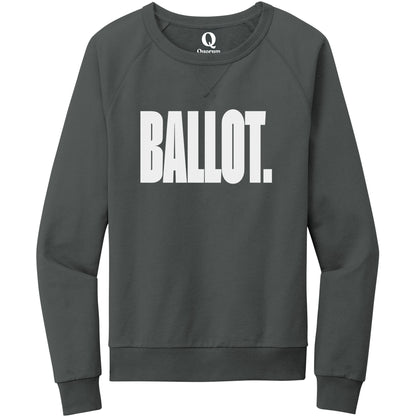 "Ballot." Quorum Crewneck Sweatshirt editorial print in Terrain Grey