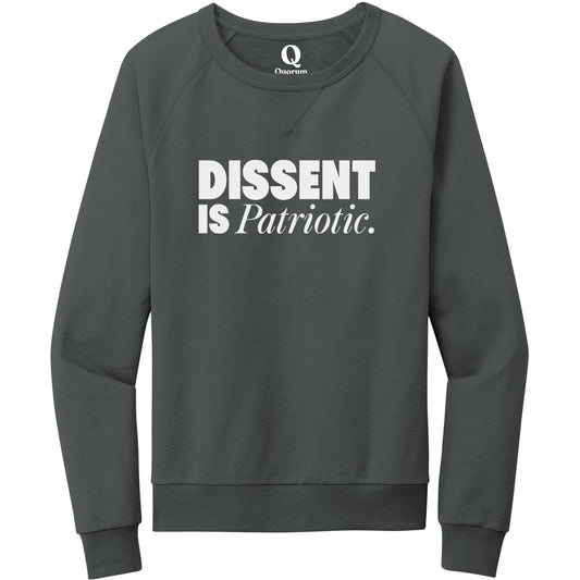 "Dissent is Patriotic." Quorum Crewneck Sweatshirt editorial print in Terrain Grey