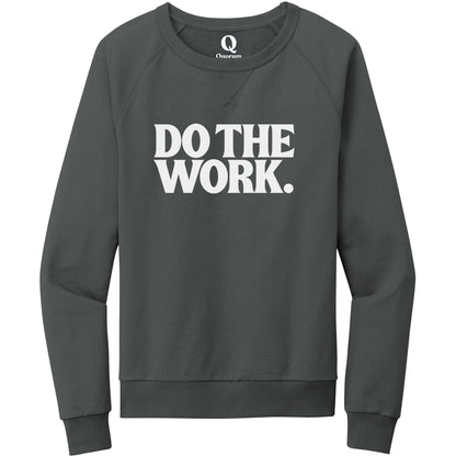 "Do the Work." Quorum Crewneck Sweatshirt editorial print in Terrain Grey