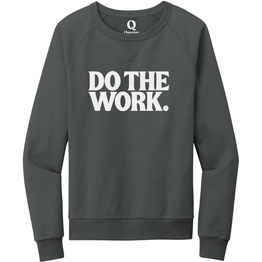 "Do the Work." Quorum Crewneck Sweatshirt editorial print in Terrain Grey