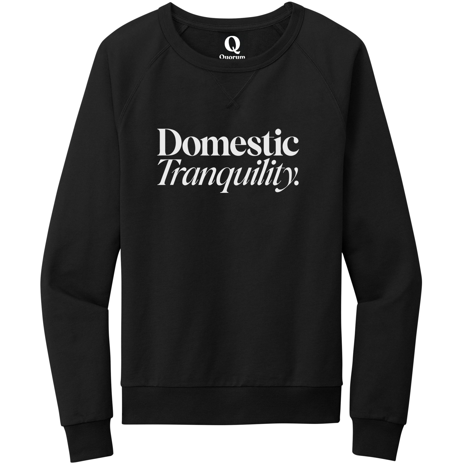 "Domestic Tranquility." Quorum Crewneck Sweatshirt editorial print in Deep Black