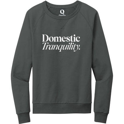 "Domestic Tranquility." Quorum Crewneck Sweatshirt editorial print in Terrain Grey