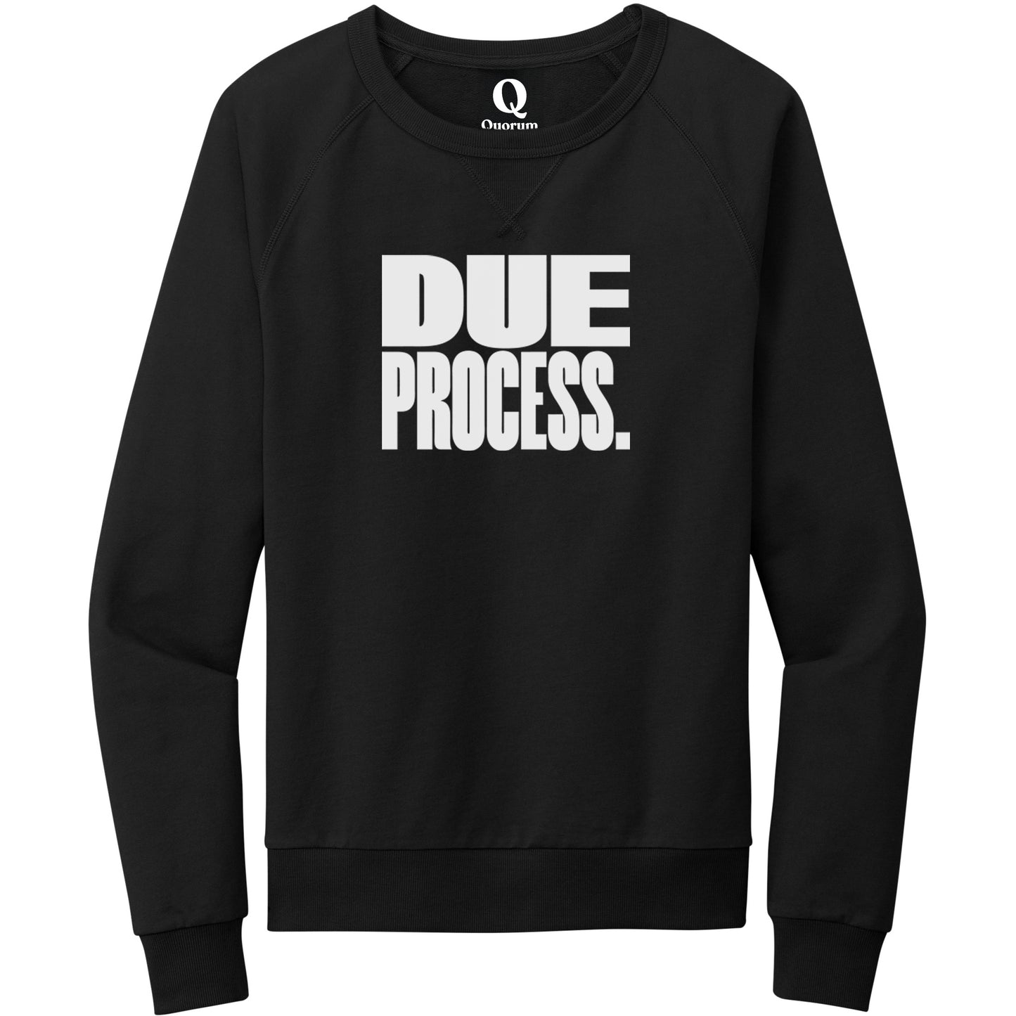 "Due Process." Quorum Crewneck Sweatshirt editorial print in Deep Black