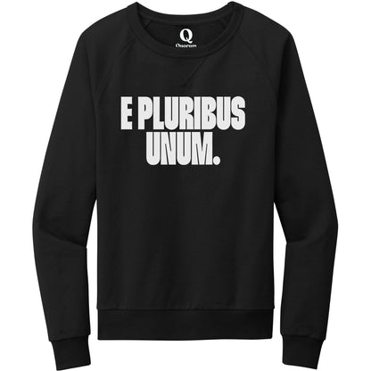 "E Pluribus Unum." Quorum Crewneck Sweatshirt editorial print in Deep Black