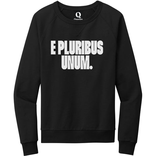 "E Pluribus Unum." Quorum Crewneck Sweatshirt editorial print in Deep Black