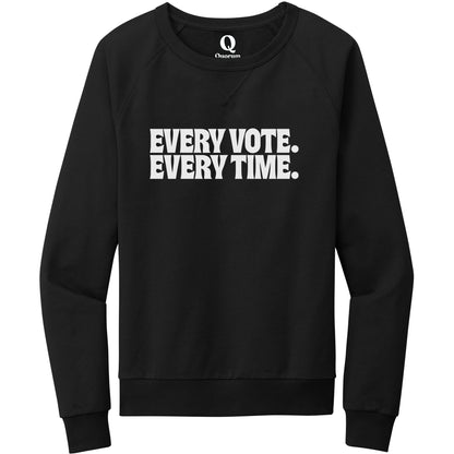 "Every Vote. Every Time." Quorum Crewneck Sweatshirt editorial print in Deep Black