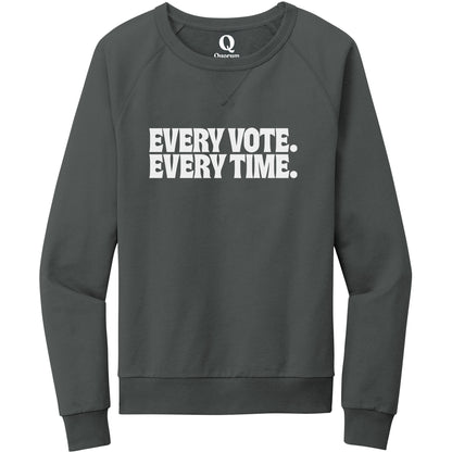 "Every Vote. Every Time." Quorum Crewneck Sweatshirt editorial print in Terrain Grey