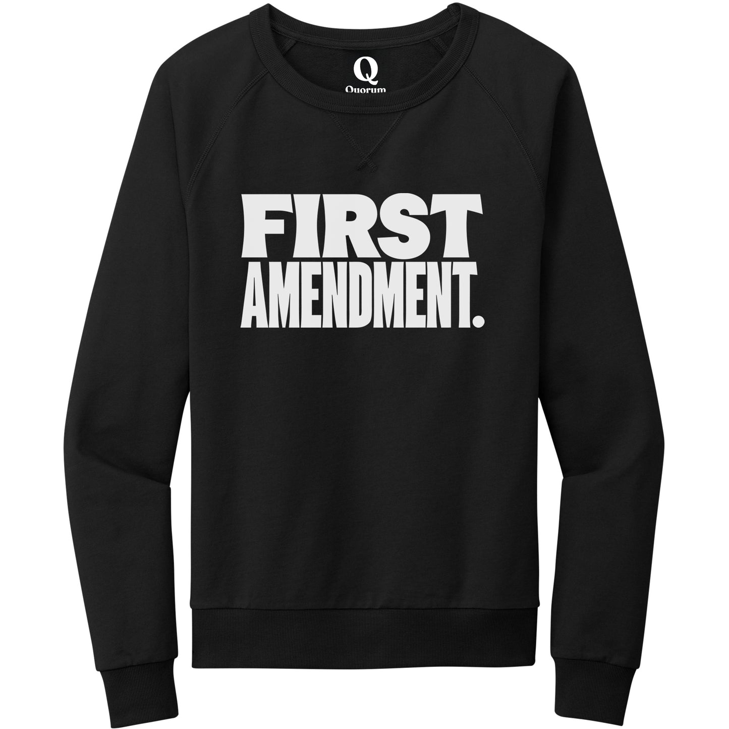 "First Amendment." Quorum Crewneck Sweatshirt editorial print in Deep Black