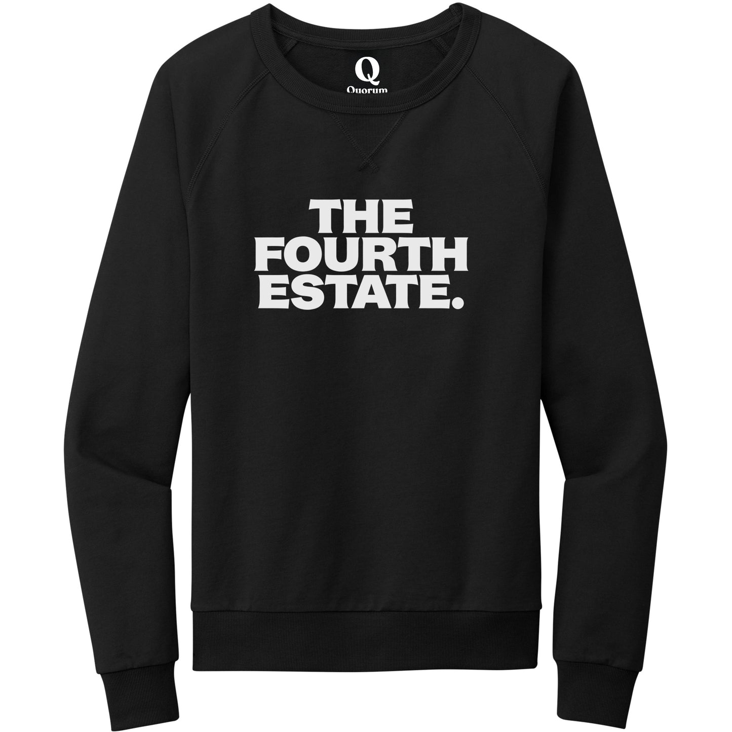 "The Fourth Estate." Quorum Crewneck Sweatshirt editorial print in Deep Black