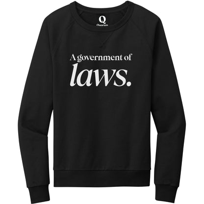 "A government of laws." Quorum Crewneck Sweatshirt editorial print in Deep Black