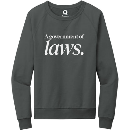 "A government of laws." Quorum Crewneck Sweatshirt editorial print in Terrain Grey