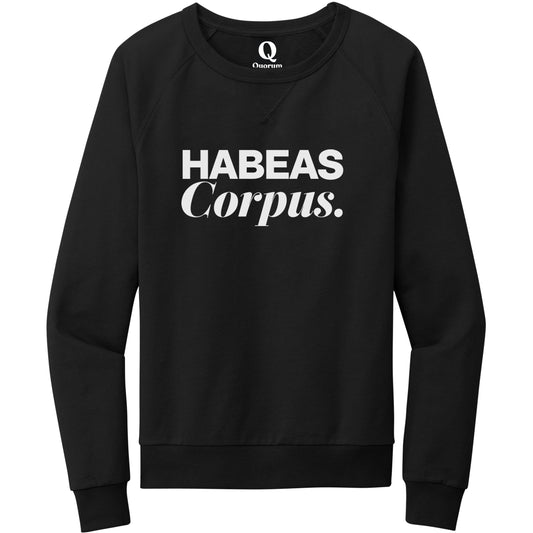 "Habeas Corpus." Quorum Crewneck Sweatshirt editorial print in Deep Black
