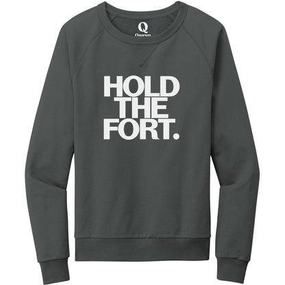 "Hold the Fort." Quorum Crewneck Sweatshirt editorial print in Terrain Grey
