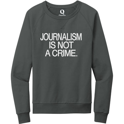 "Journalism is not a crime." Quorum Crewneck Sweatshirt editorial print in Terrain Grey