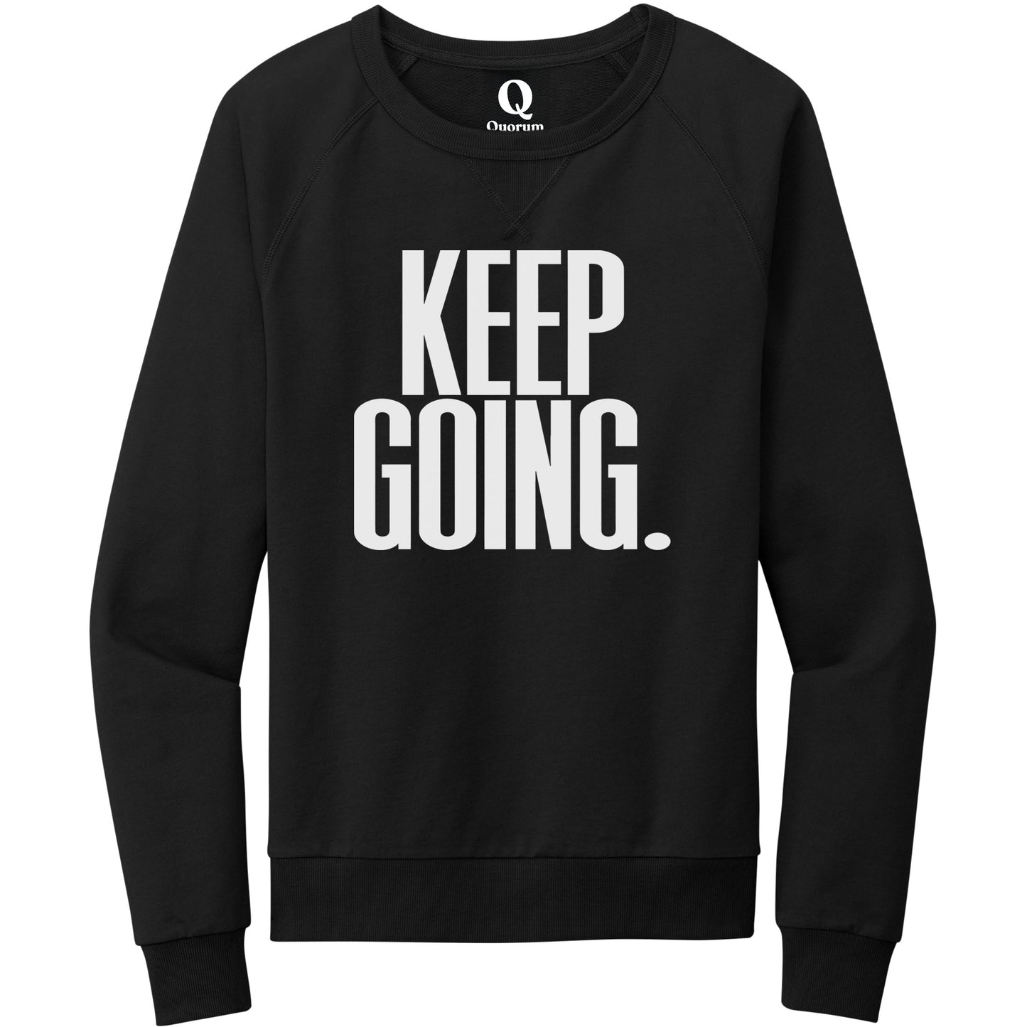 "Keep Going." Quorum Crewneck Sweatshirt editorial print in Deep Black