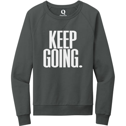 "Keep Going." Quorum Crewneck Sweatshirt editorial print in Terrain Grey