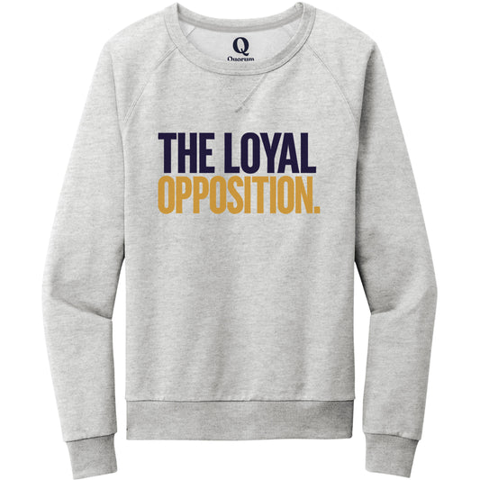 "The Loyal Opposition." Quorum Crewneck Sweatshirt front print in Granite Grey Heather