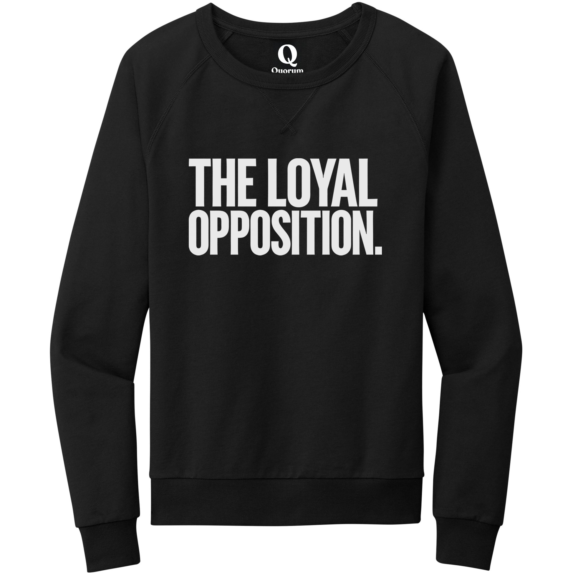 "The Loyal Opposition." Quorum Crewneck Sweatshirt editorial print in Deep Black