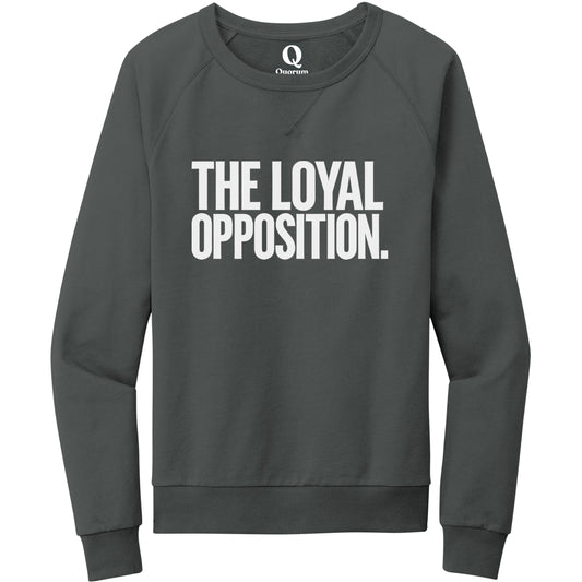 "The Loyal Opposition." Quorum Crewneck Sweatshirt editorial print in Terrain Grey