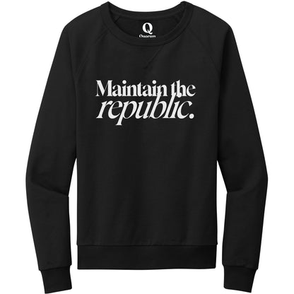 "Maintain the republic." Quorum Crewneck Sweatshirt editorial print in Deep Black