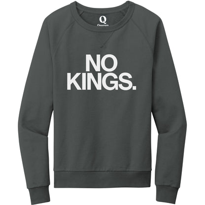 "No Kings." Quorum Crewneck Sweatshirt editorial print in Terrain Grey