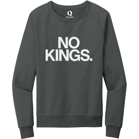 "No Kings." Quorum Crewneck Sweatshirt editorial print in Terrain Grey