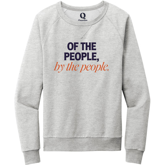 "Of the People, by the People." Quorum Crewneck Sweatshirt front print in Granite Grey Heather