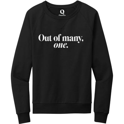 "Out of many, one." Quorum Crewneck Sweatshirt editorial print in Deep Black
