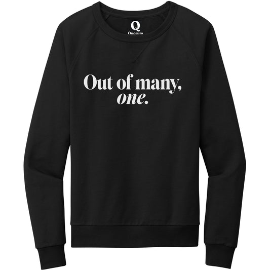 "Out of many, one." Quorum Crewneck Sweatshirt editorial print in Deep Black