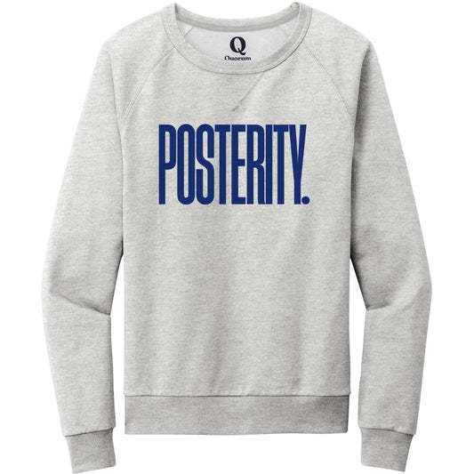 "Posterity." Quorum Crewneck Sweatshirt front print in Granite Grey Heather