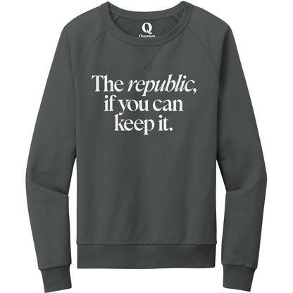 "The republic, if you can keep it." Quorum Crewneck Sweatshirt editorial print in Terrain Grey
