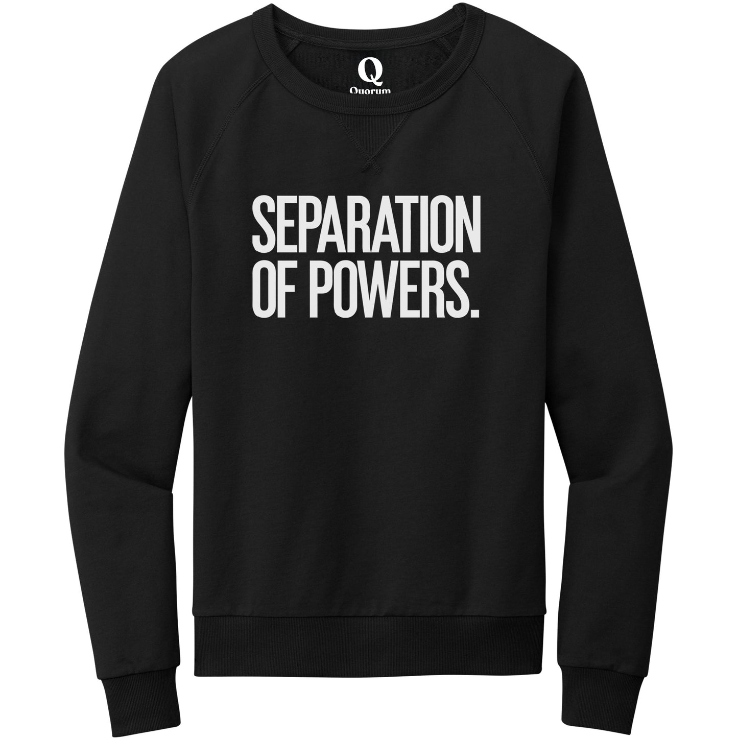 "Separation of Powers." Quorum Crewneck Sweatshirt editorial print in Deep Black